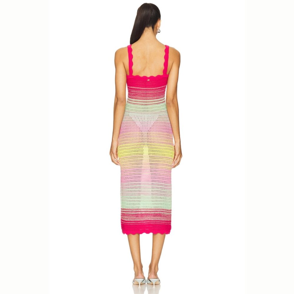 PQ Swim Reese Crochet Cover-up Dress in Cranberry Multi - Picture 2 of 4